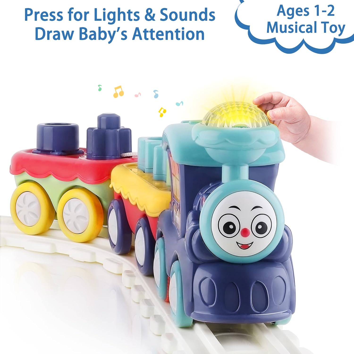 Fidtoy Musical Train Set with Blocks for Toddlers