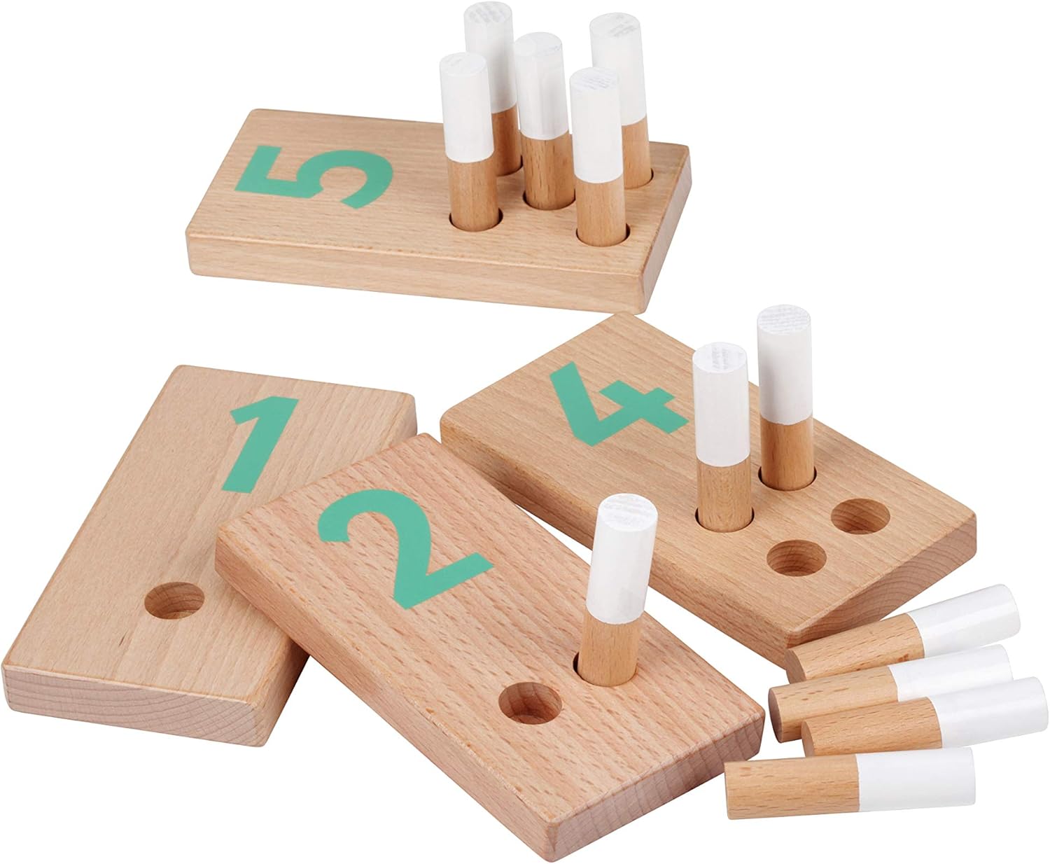 Holz & Schnüdel Wooden Montessori Counting Toy Educational Math Peg Board for Boys and Girls Ages 2 Years and up | Modern Nordic Design – Sustainable Materials for Toddlers and Preschool Kids