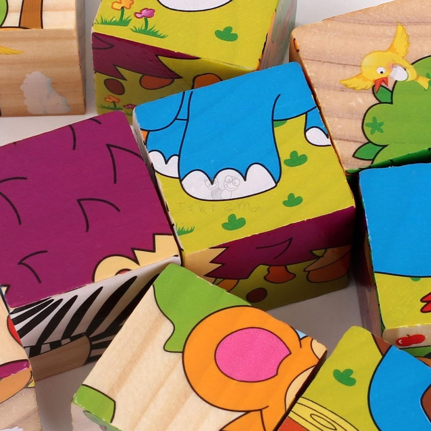 Fidtoy Three Dimensional 6 Sided Block Puzzle for Kids | Wooden Character Cube Puzzle, 6-Sided Matching Blocks, Spatial Reasoning, Problem-Solving & Parent-Child Puzzle Toy Age 2-6