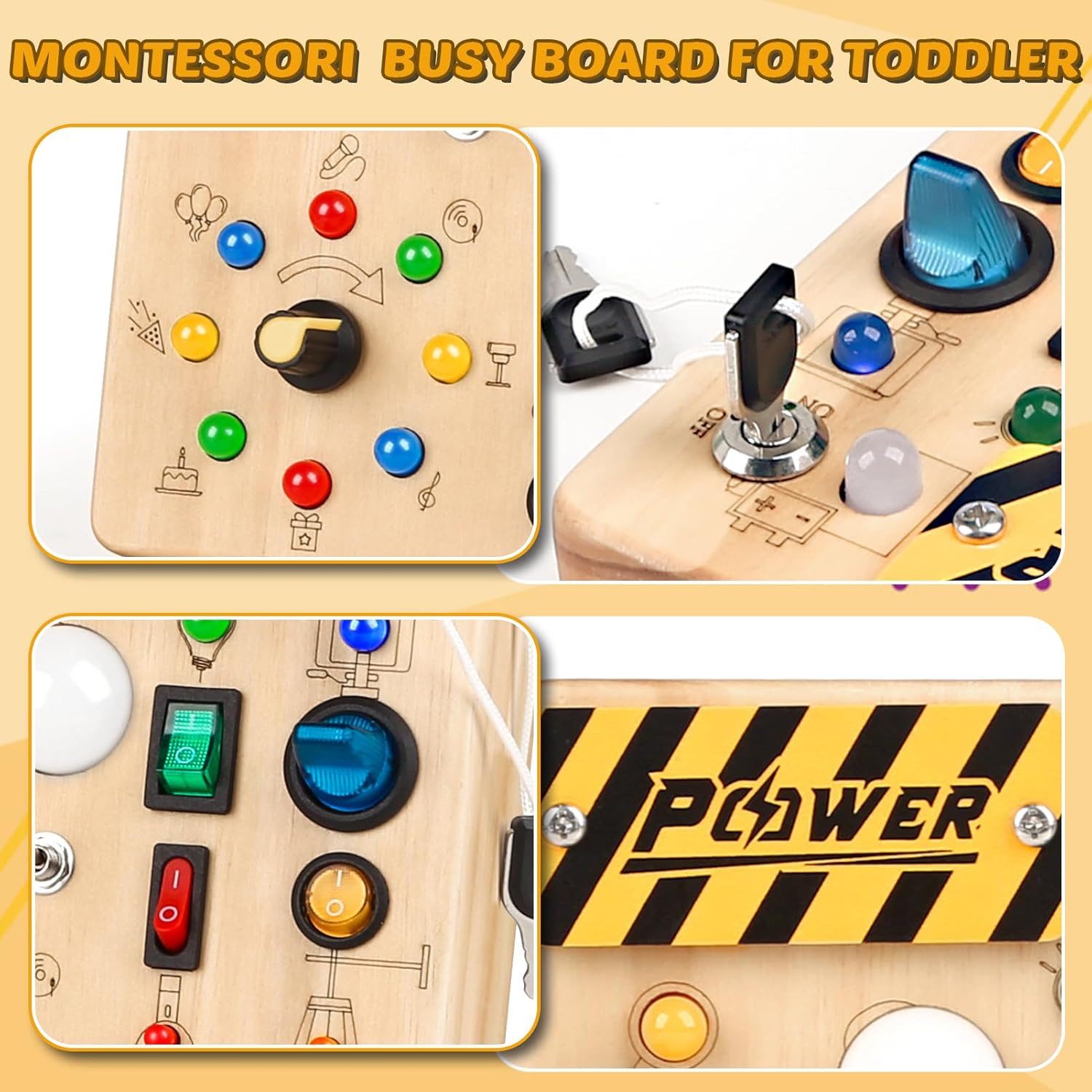 Tableau d'activités Montessori lumineux - Jouet d'apprentissage sensoriel pour tout-petits