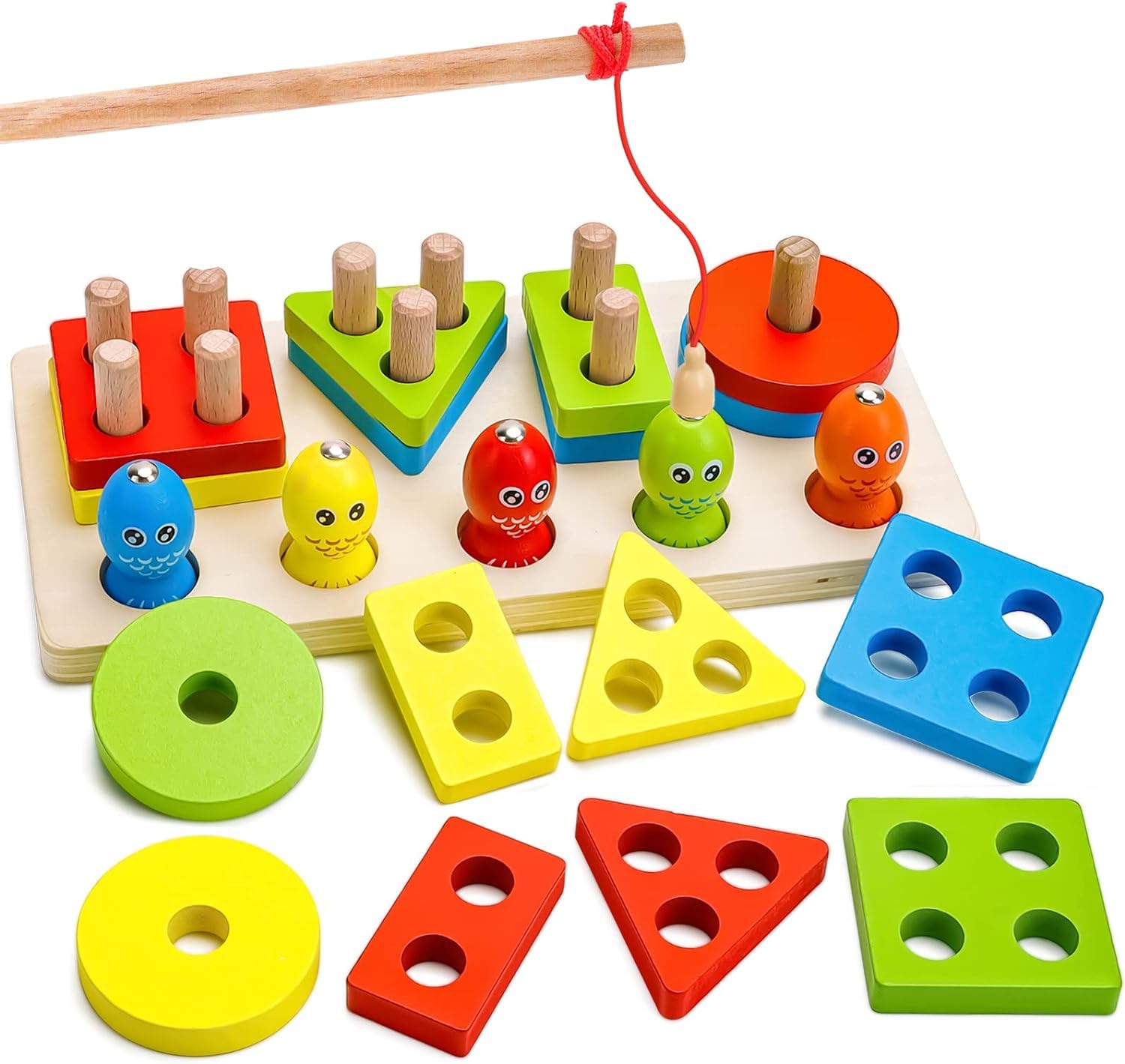 Fidtoy Wooden Magnetic Sorting Fishing Toy for Kids Age 2-6
