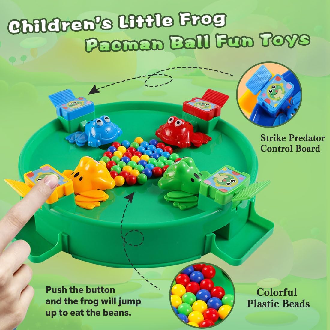 Fidtoy Hungry Frog Catch Beads Active Family Board Game for Kids Multiplayer Reflex Indoor Play