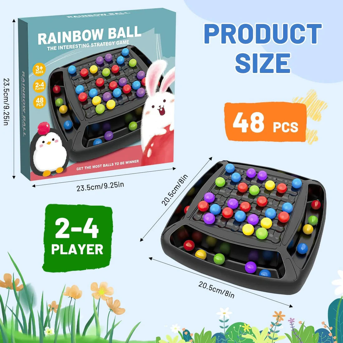 Fidtoy Rainbow Chessboard Ball Game for Kids and Family Play