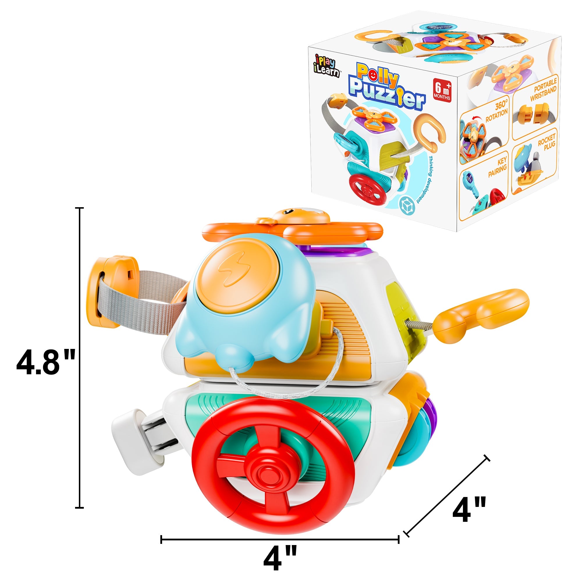 Baby Busy Board Cube, Montessori Sensory Toys for Toddler 1-3, Infant Carseat Plane Travel Toy