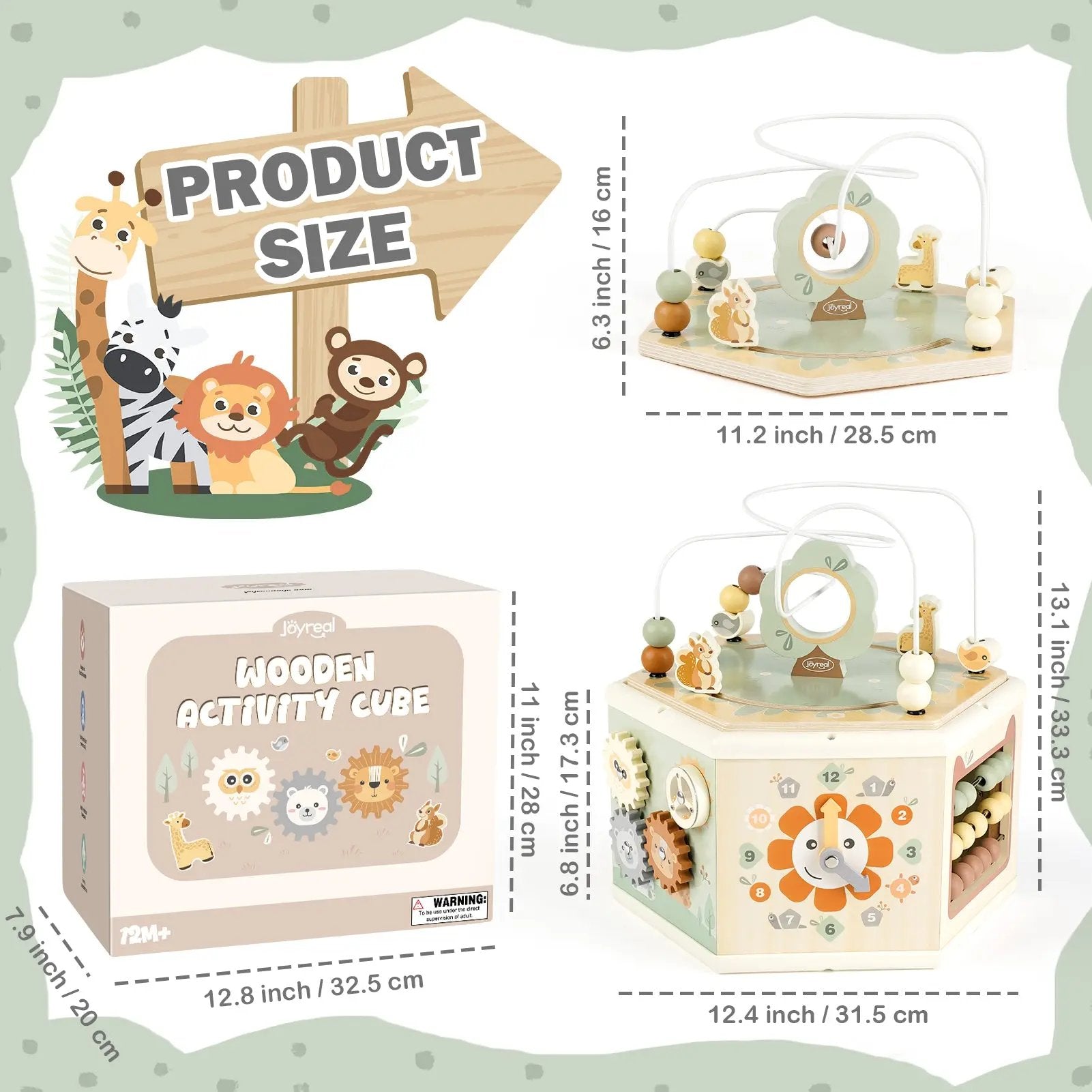 Fidtoy Wooden Activity Cube 11-in-1 Montessori Toy for Toddlers Learning Center 1-4 Years