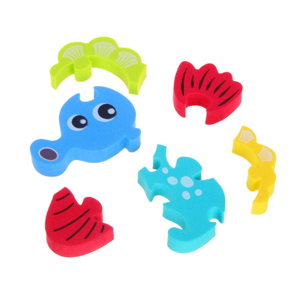 Fidtoy Soft Foam Animal Bath Puzzle Set for Toddlers – 4 Types EVA Water Play Shape Matching Learning Toy