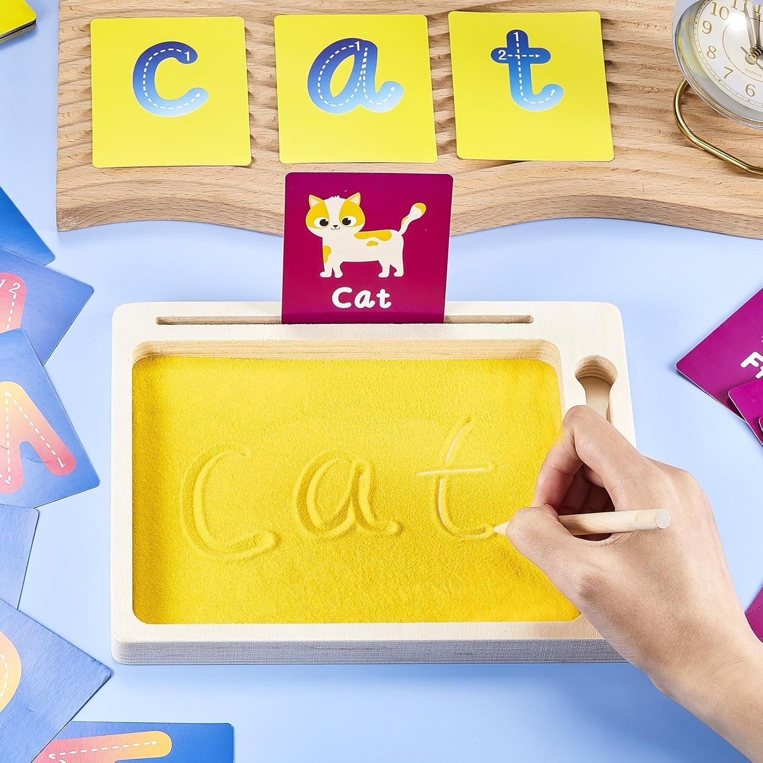 Montessori Wooden Sand Tray Tracing Preschool Kit - 557