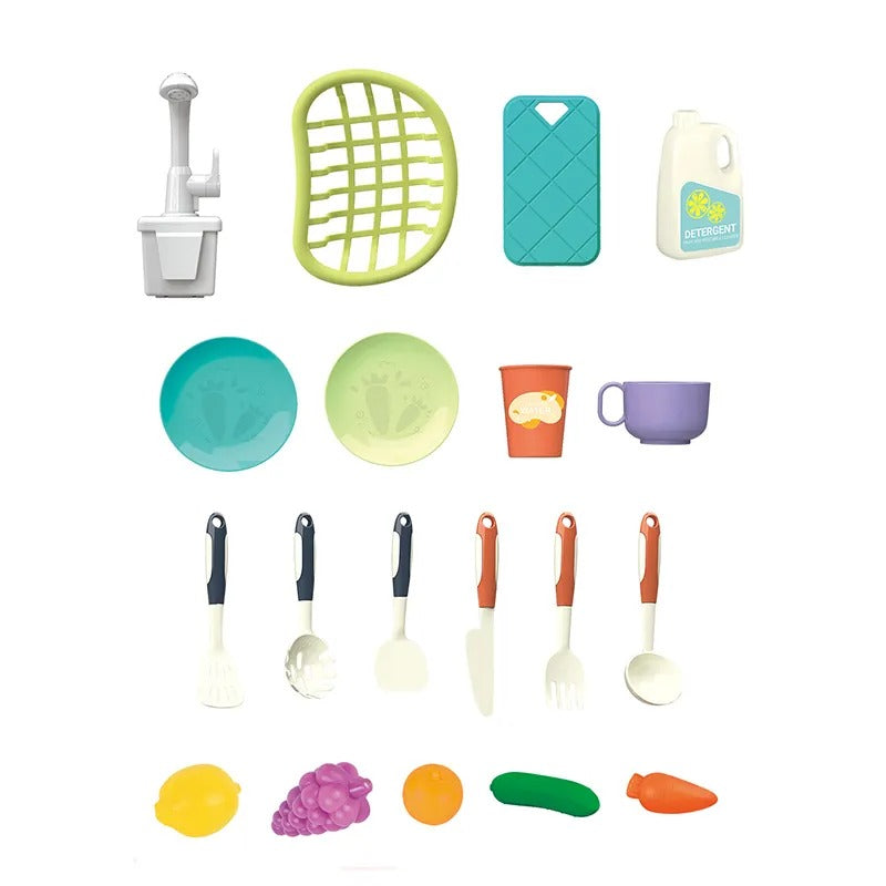 Juego de simulación de lavaplatos y utensilios de cocina - 08K