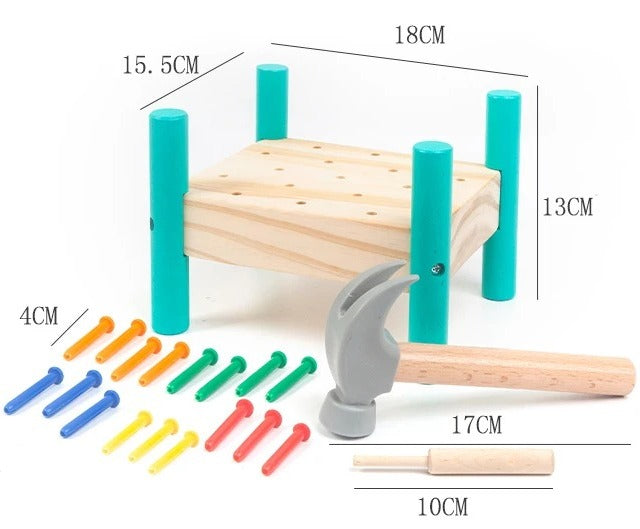 Interactive Nailing Wooden Table Activity Hammering Bench - 603