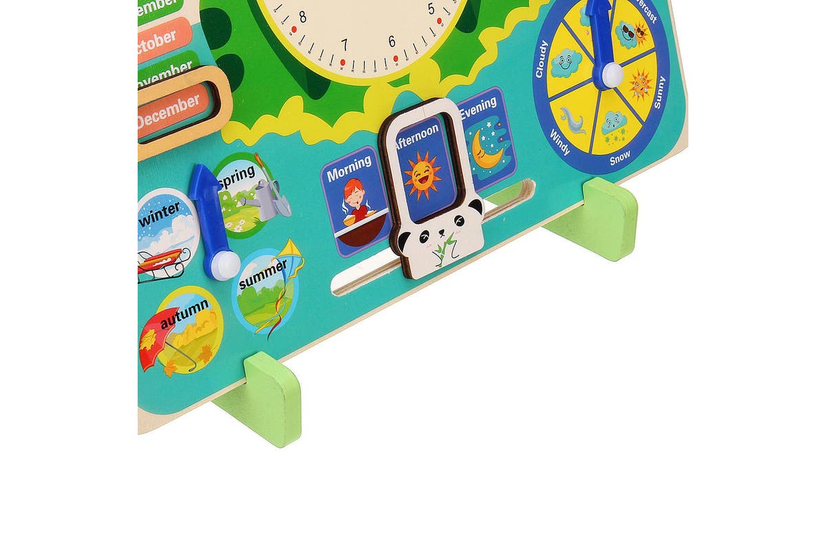 Wooden Learning Clock Calender Season Date & Weather Board