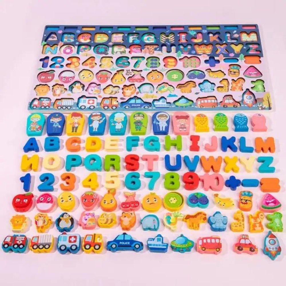 8 in 1 Traffic Matching Board | Wooden development board, Eight in One activities in one set, counting numbers, fishing, inserting poles, learning shapes, letters, wooden toys, children's toys