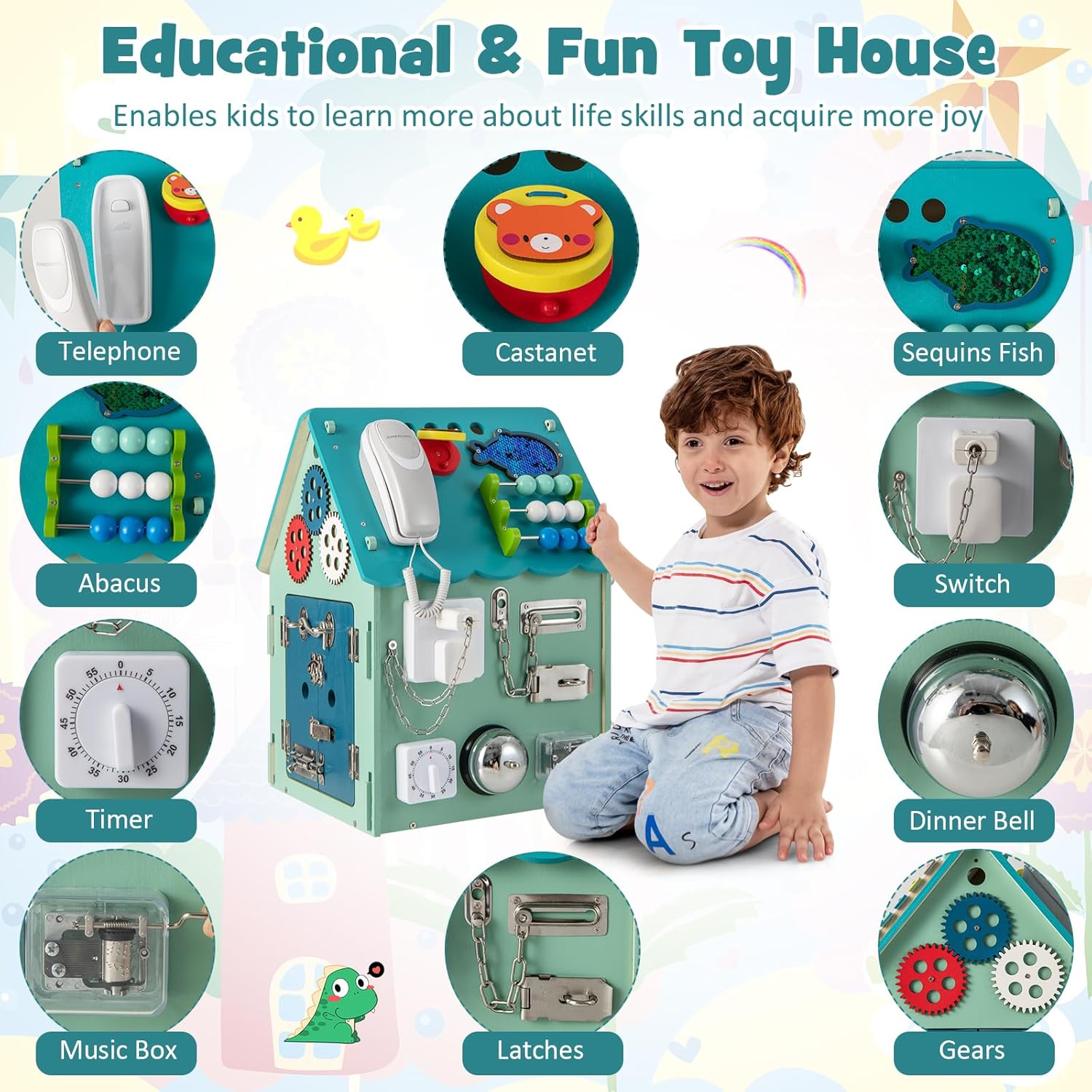 Fidtoy Multifunctional Busy Board House Montessori Toy