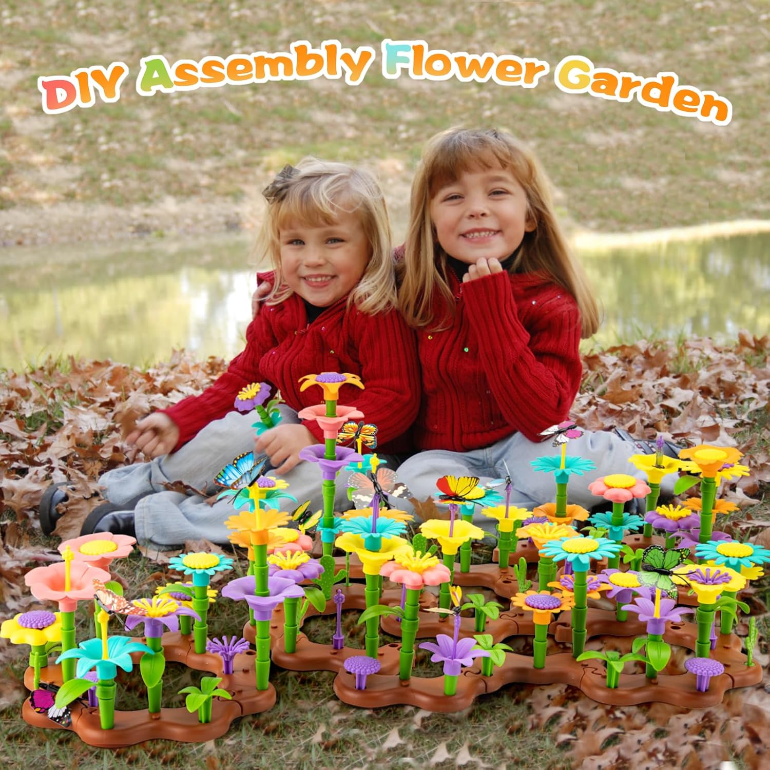 Fidtoy Flower Garden Building Toy Set for Kids 272 PCS Creative STEM Construction Flowers Toy