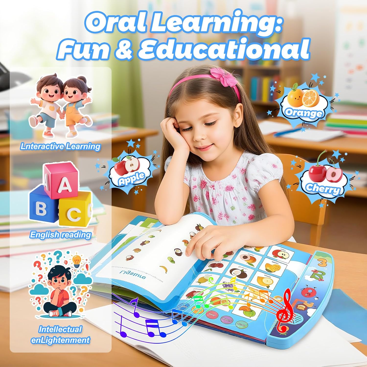 Fidtoy Learning Auditory English Audio Book for Kids Talking Alphabet Number Interactive Learning Toy Ages 2-6