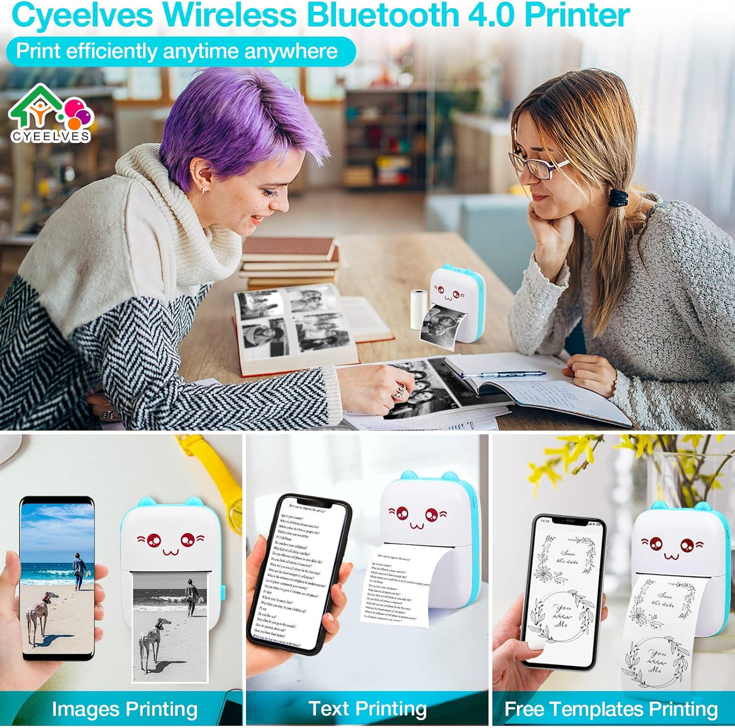 Fidtoy Mini Portable Photo & Sticker Printer with Bluetooth