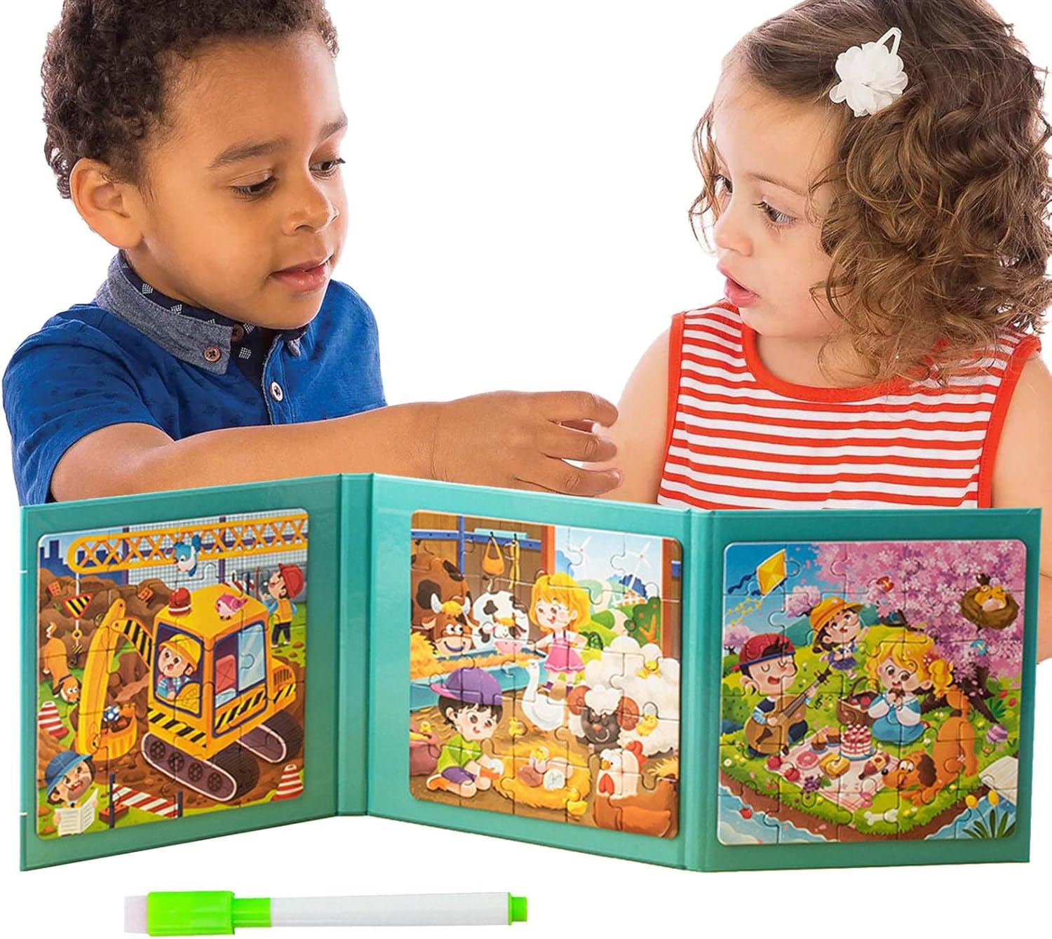 Rompecabezas magnéticos para niños | Juguete magnético - El Dibujo 4 en 1 desarrolla Habilidades, estimula el Cerebro, Disfruta aprendiendo para Picnic, Comedor, automóvil, avión