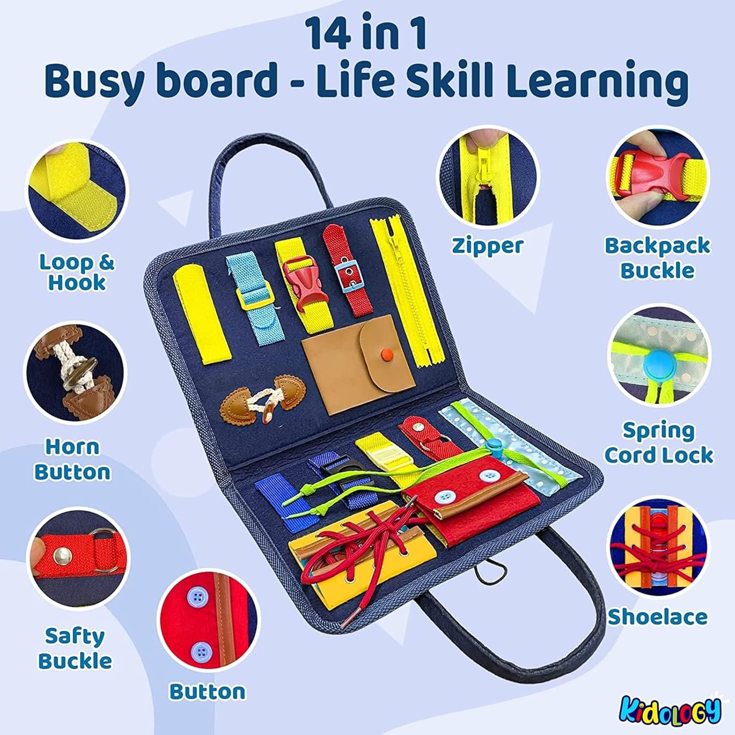 Fidtoy Portable Felt Busy Board for Toddlers Fine Motor Skills Travel Toy
