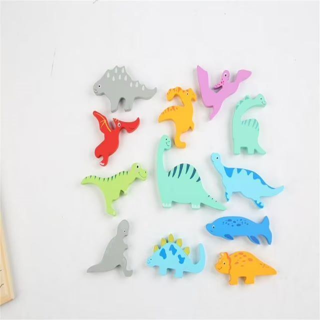 Fidtoy Tangram Wooden Dinosaur – Montessori Educational Puzzle Toy for Toddlers