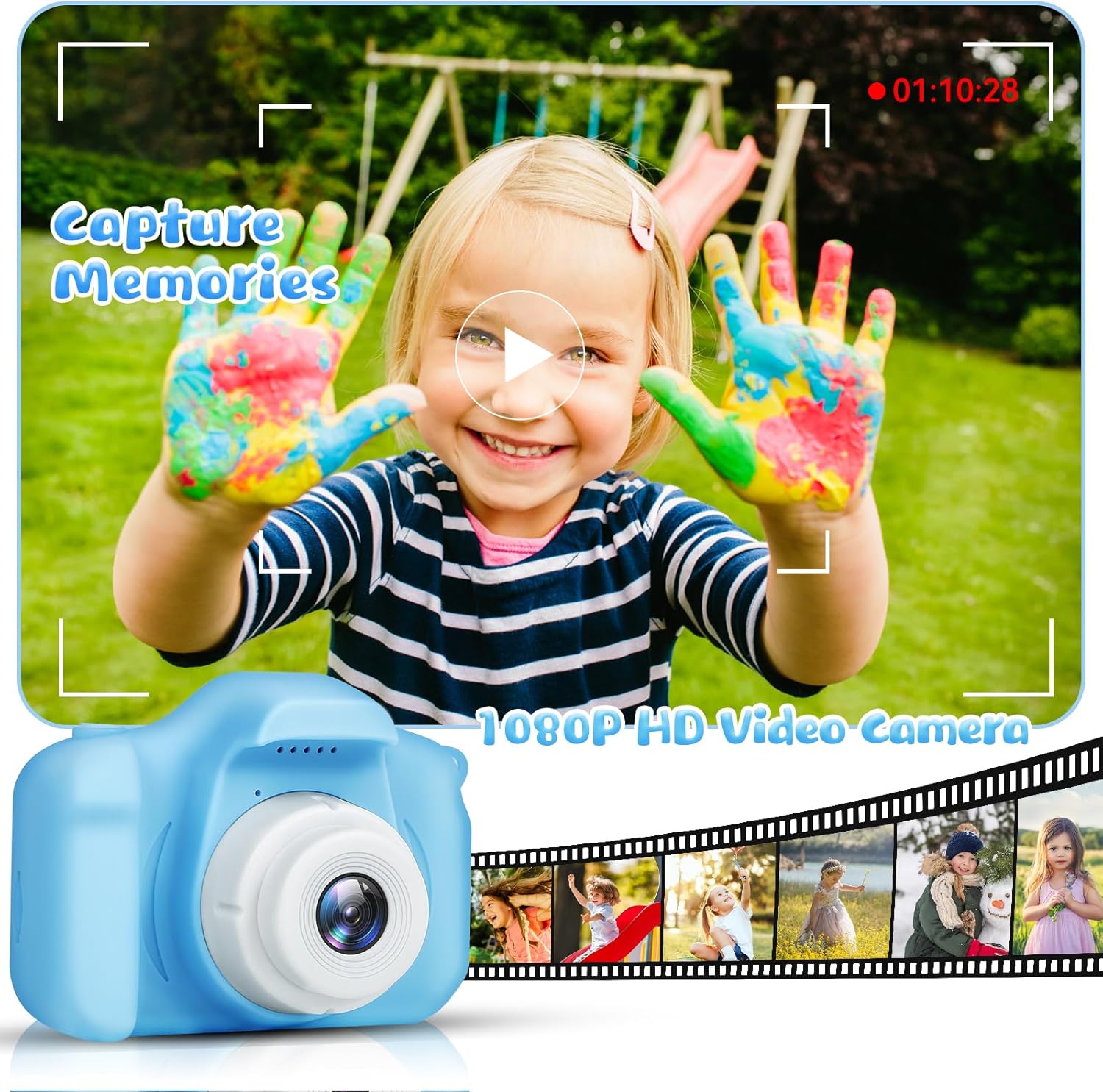 Fidtoy Kids Digital Camera 48MP 1080P Toddler Mini Camera with 32GB Card