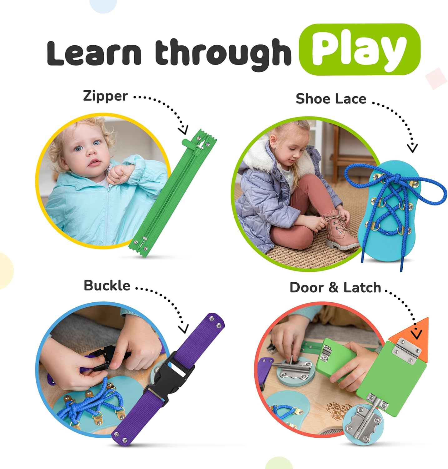 Tabla de actividades de aprendizaje Montessori Fidtoy para niños pequeños