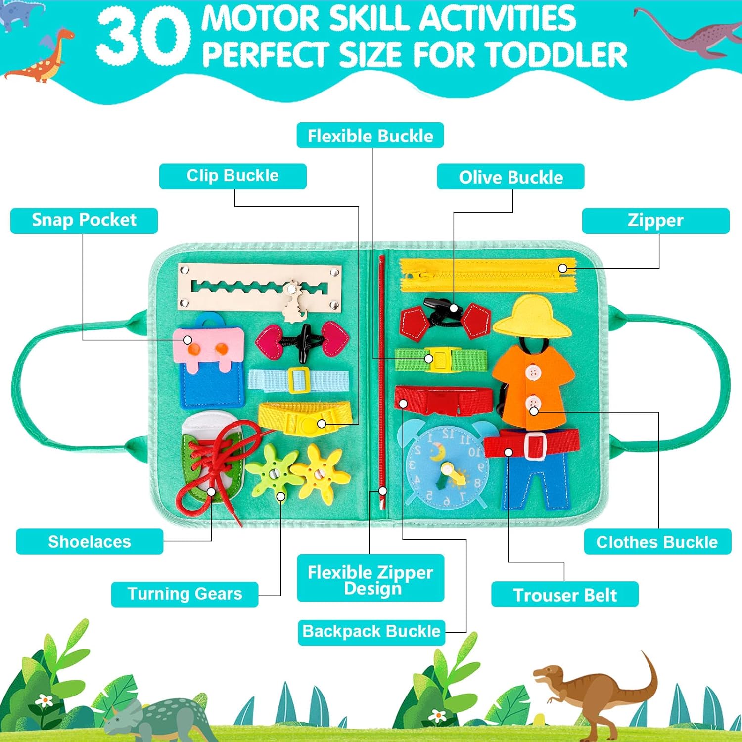 ezdoit Busy Board Montessori Toy Sensory Board for Toddlers Preshool Educational Activity Travel Toy Gift for 3 4 5 Years Old Boys Girls