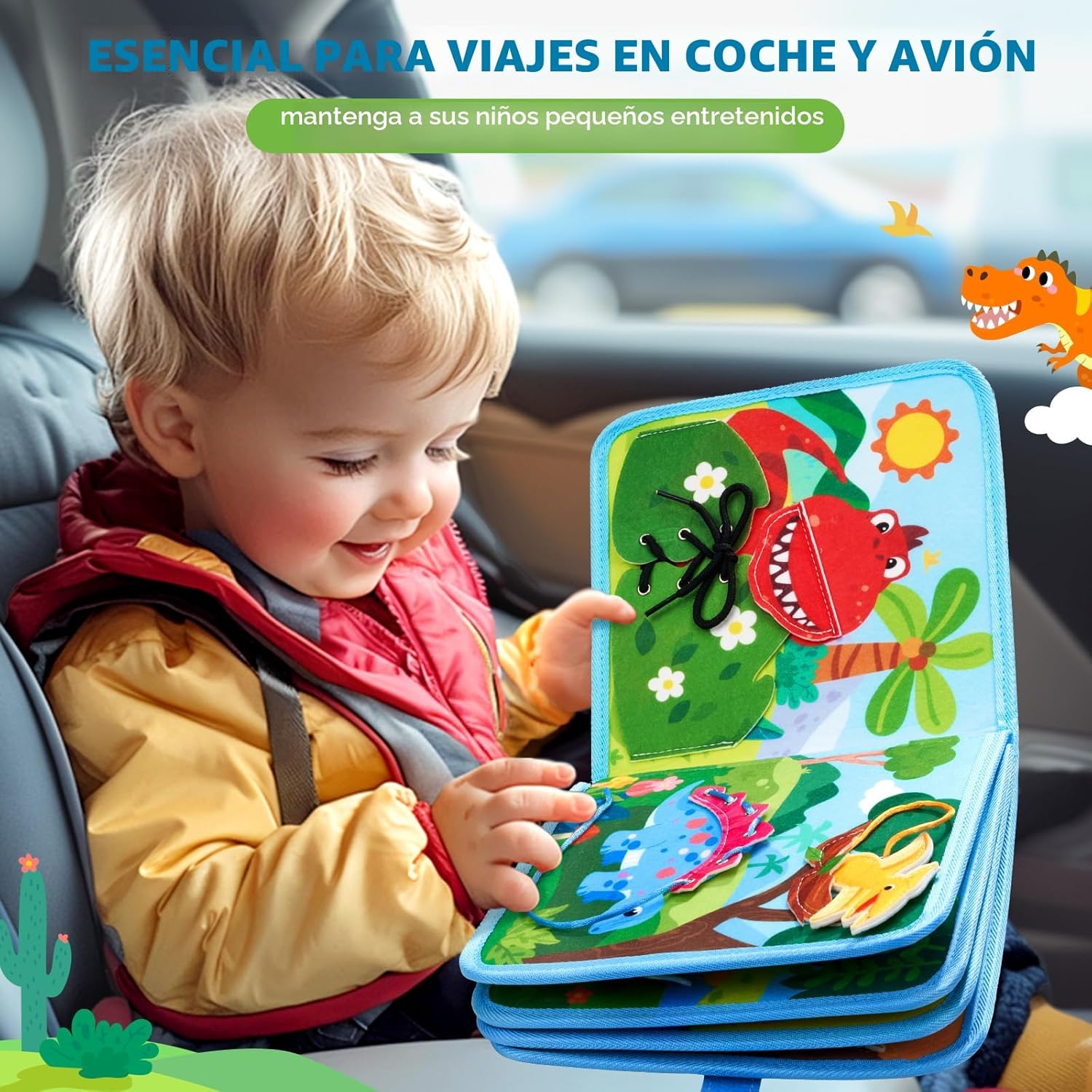 Livre d'activités Montessori Fidtoy Dinosaur Friends – Activité Montessori interactive pour les tout-petits de 2 à 5 ans