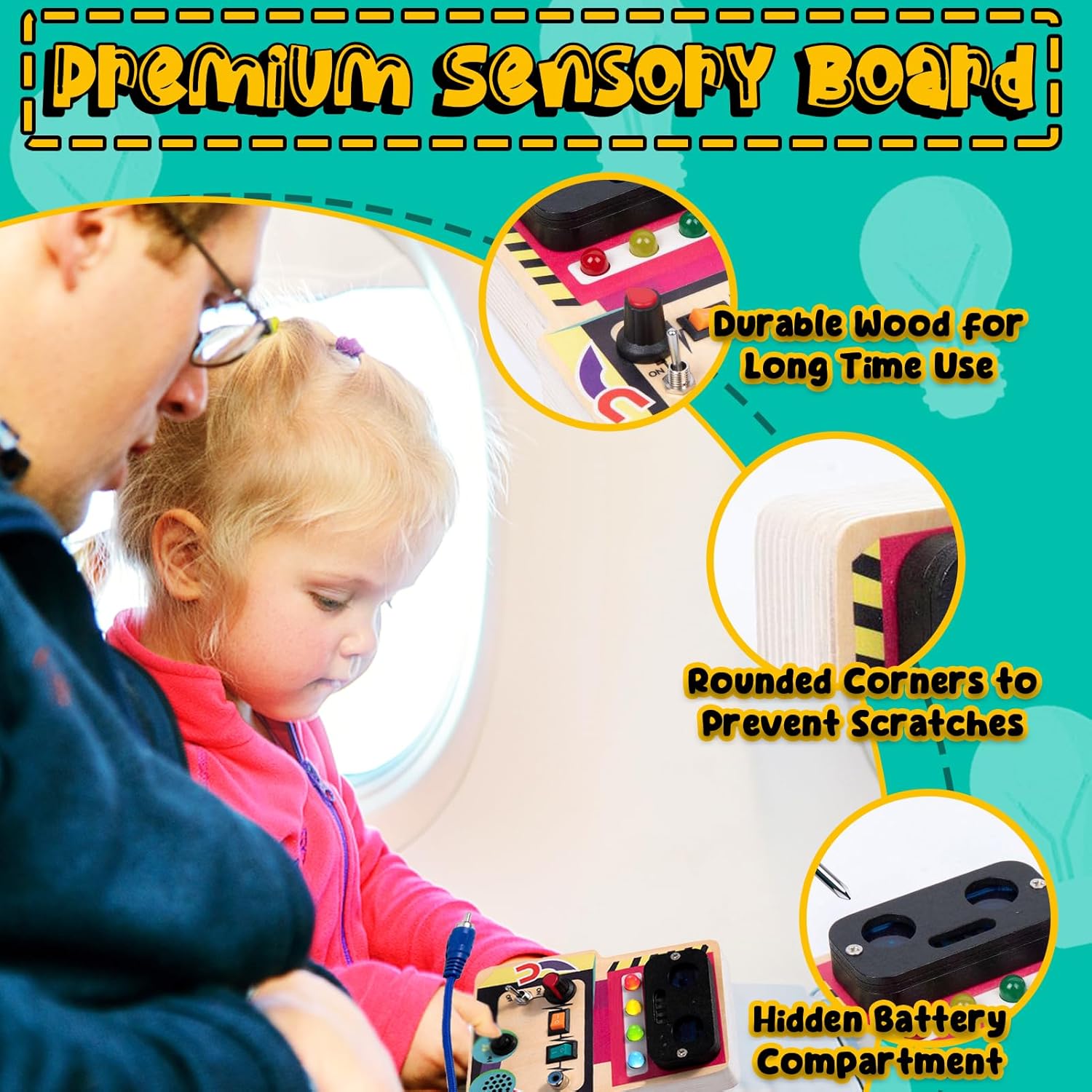 TEUVO Montessori Toys Robot Busy Board Toys for Toddler Age 1 2 3 4 5 6 Years Old, Light Switch Sensory Educational Travel Toys Gifts for Kids Boys Girls Christmas Birthday Holiday