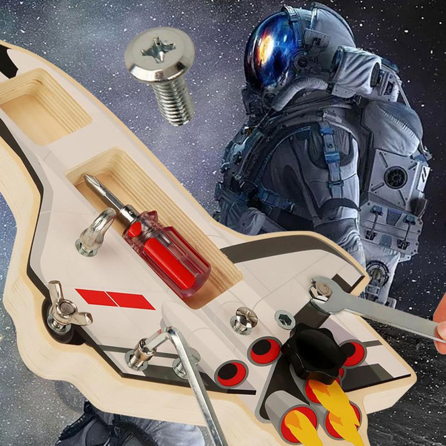 UJEAVETTE Spaceship Stem Toys Basic Skills Screw Driver Activities Tools for Girls Boys