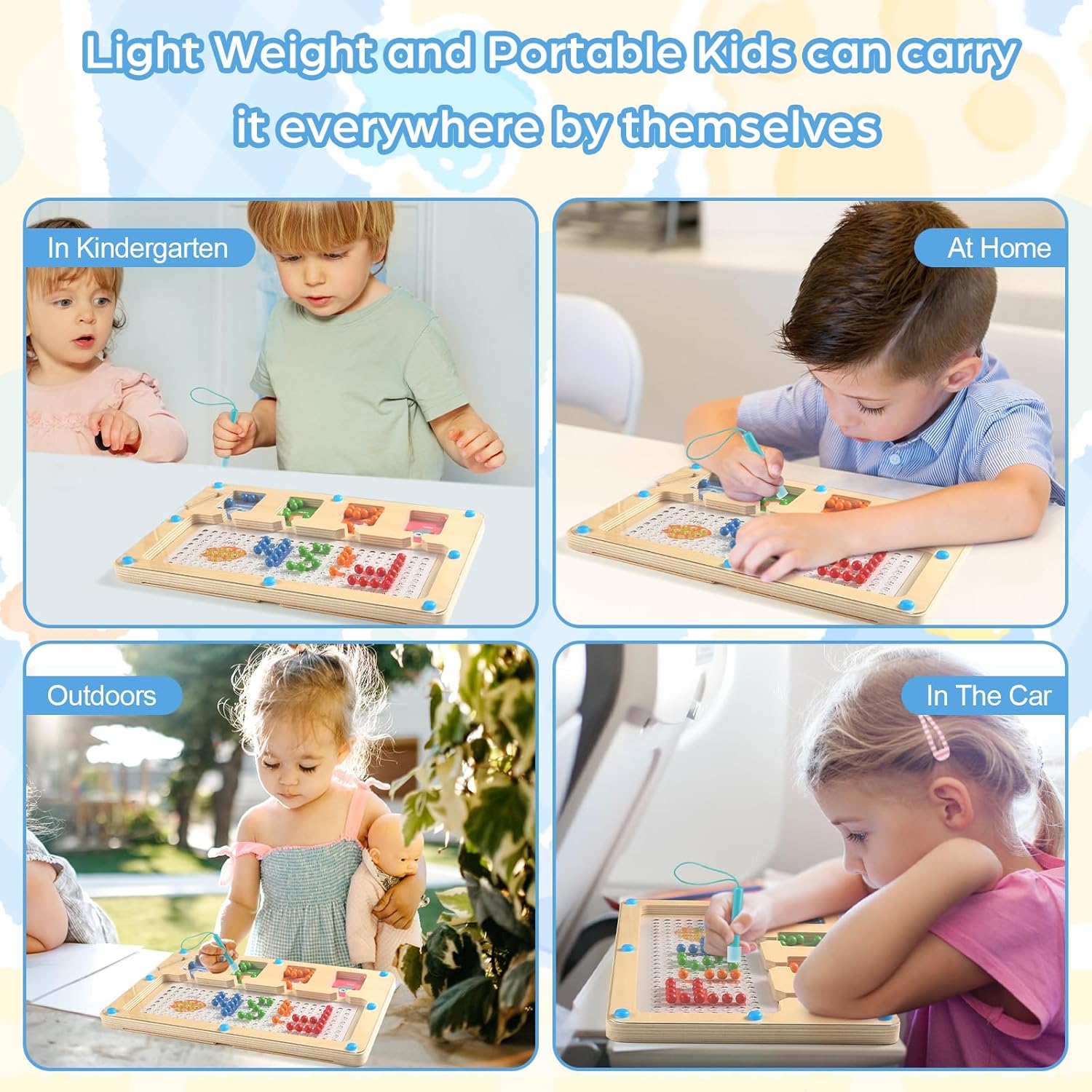 Fidtoy Magnetic Maze Montessori Toy for Toddlers Color Matching Alphabet Learning Board Fine Motor Skills Educational Puzzle Travel Quiet Toy Gift
