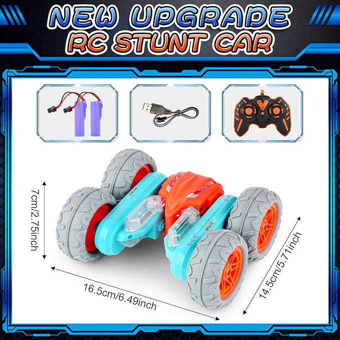 Remote Control Stunt Car with 360° Flips & Lights – Double-Sided 4WD | Bacha Toys