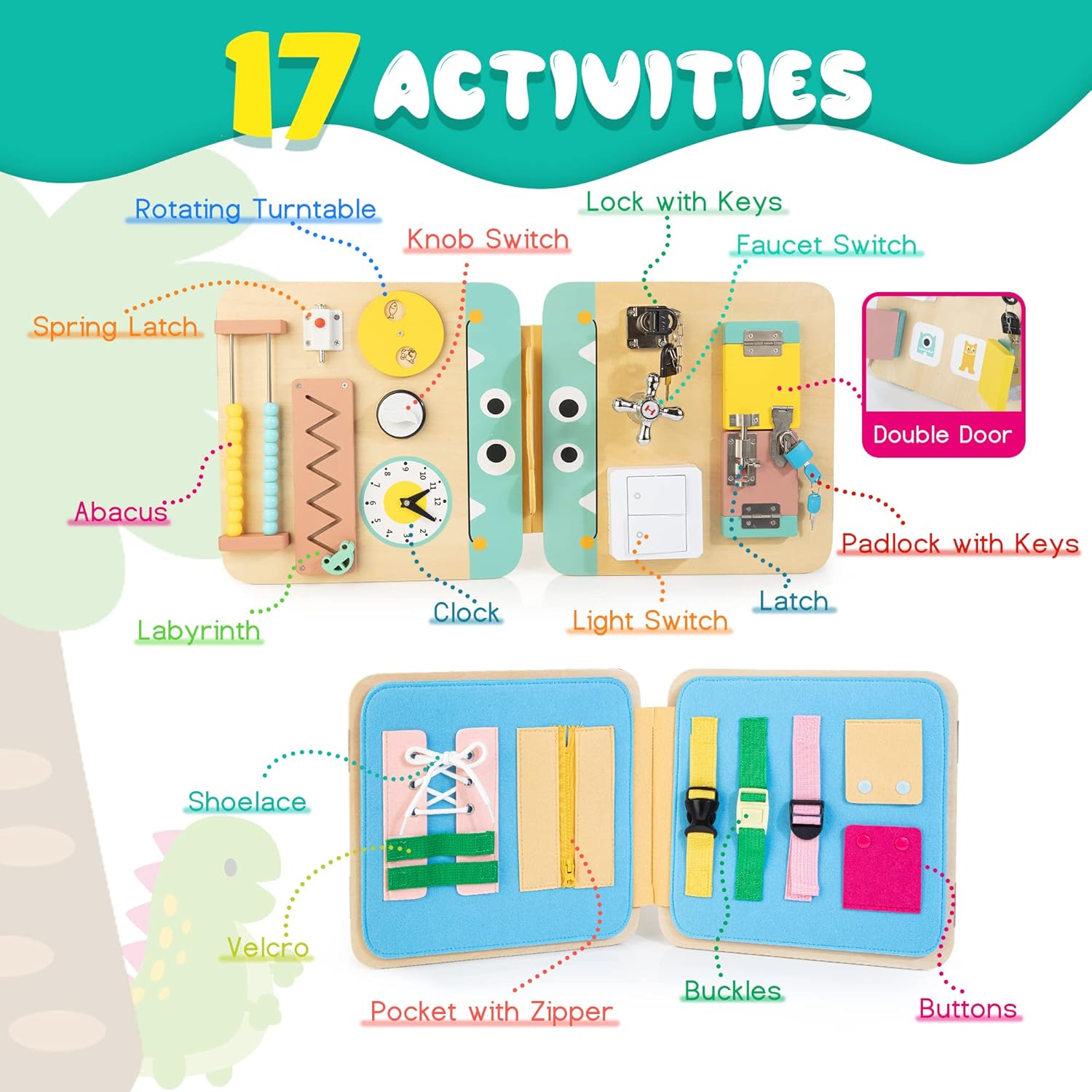 Fidtoy 17-in-1 Multifunctional Busy Board for Toddlers