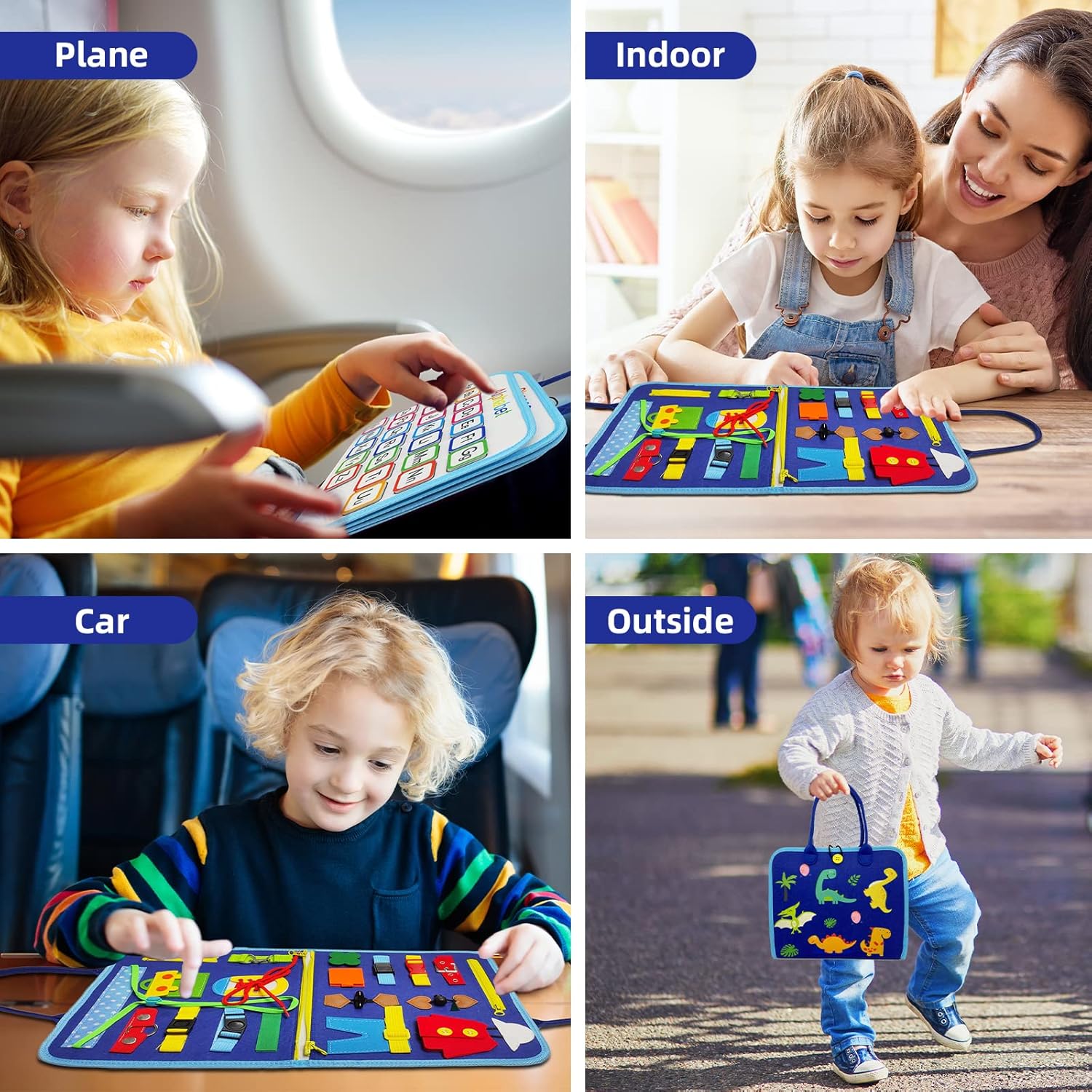 kigod Busy Board for Toddlers,Sensory Activity Board for Preschool Learning Toys Autism Educational Travel Toys, Montessori Educational Toys for Boy and Girl Gift