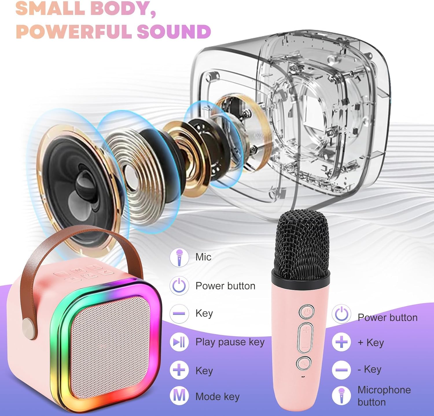 Fidtoy Kids Karaoke Machine with 2 Wireless Microphones Bluetooth Portable Speaker
