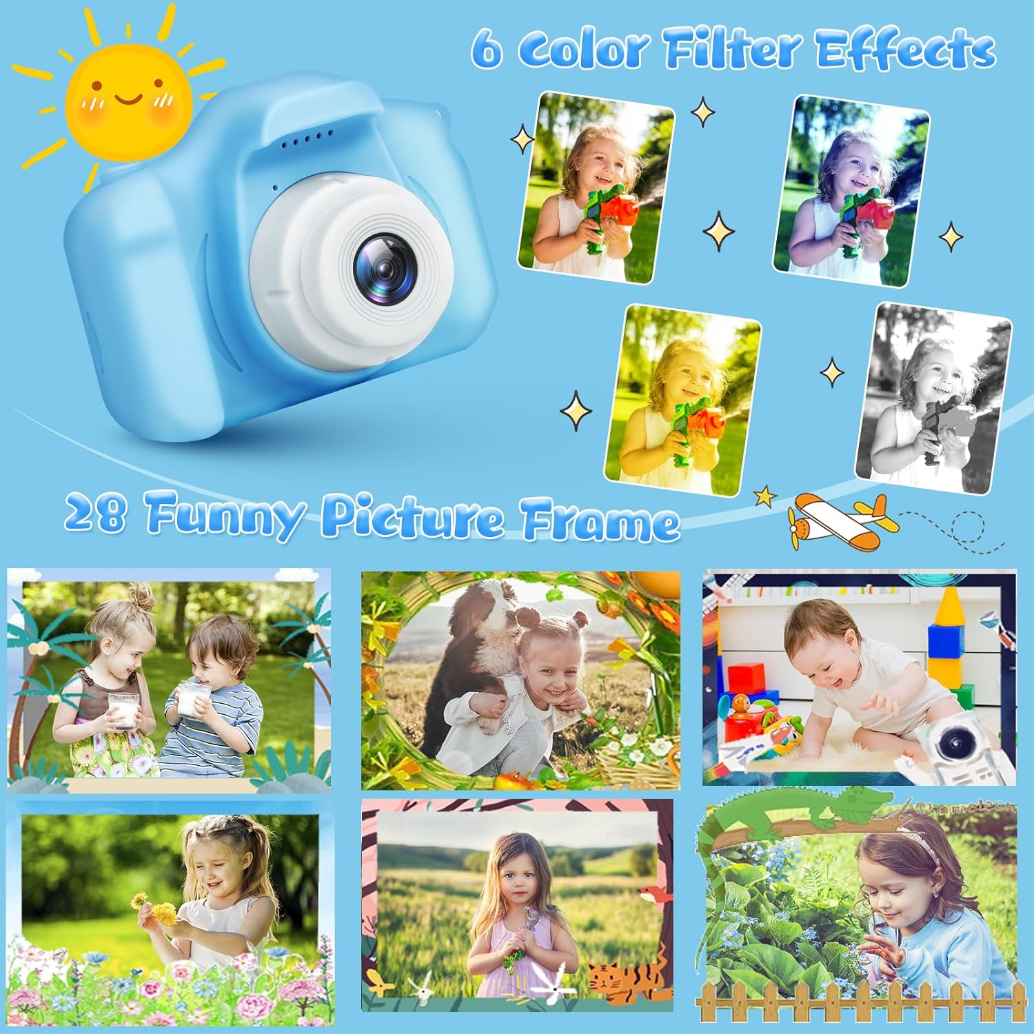 Fidtoy Kids Digital Camera 48MP 1080P Toddler Mini Camera with 32GB Card