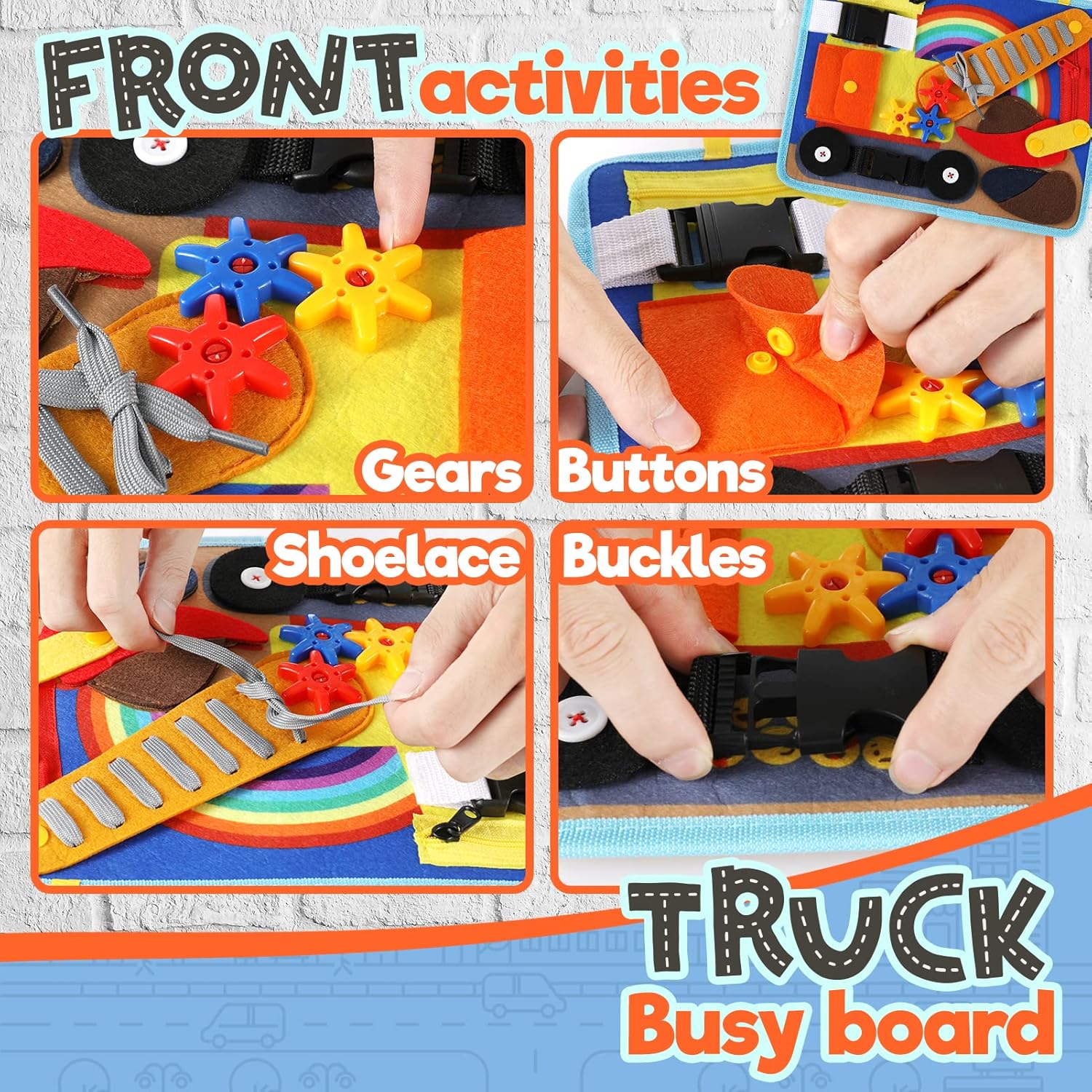 Tabla ocupada para niños pequeños de 1 a 3 o 2 a 4 años, juguete educativo Montessori, habilidades básicas para la vida y actividad motriz fina para niños, aprender a vestir juguete sensorial como avión o juego de viaje en coche