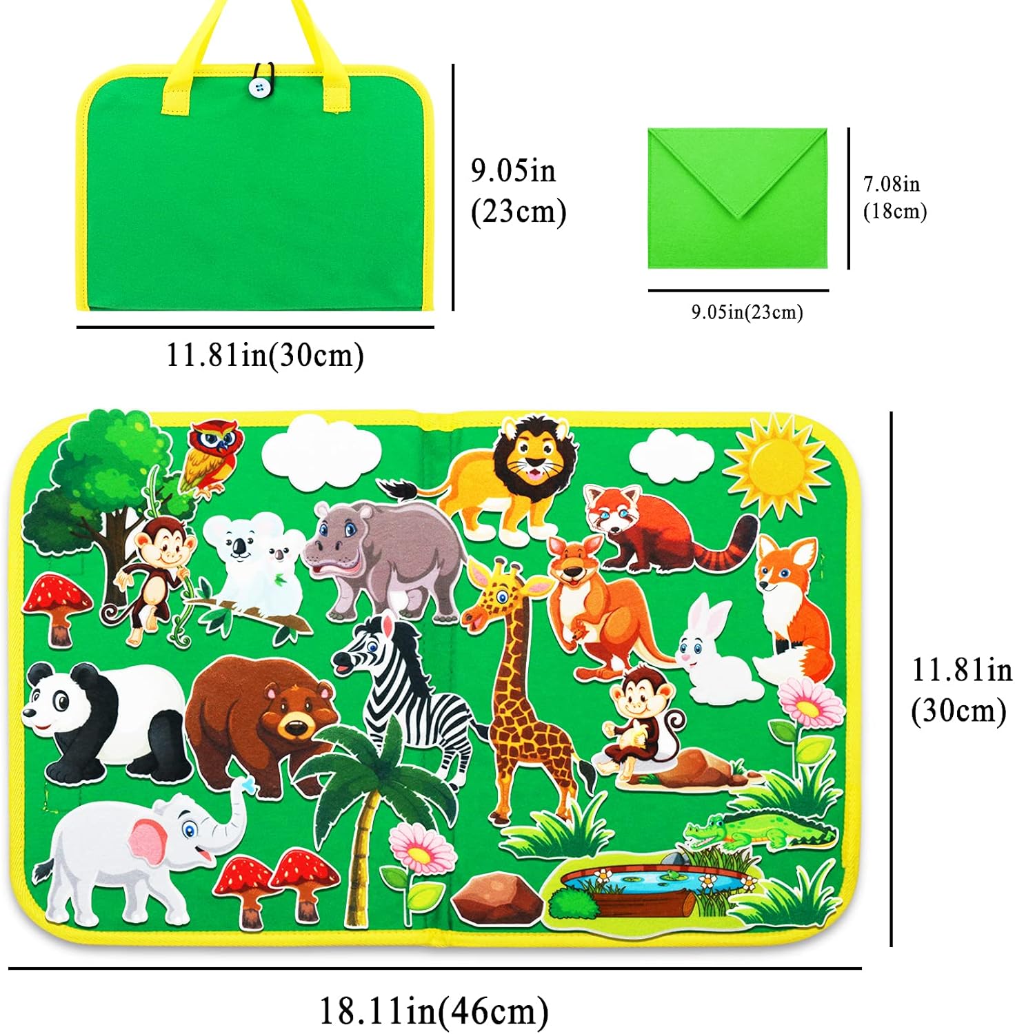 Craftstory Zoo Animals Travel Felt-Board Story Set for Toddlers, 32 Pieces Flannel Board Stories for Preschool Learning Toys Educational Storytelling Activity Board Gifts for Ages 3+