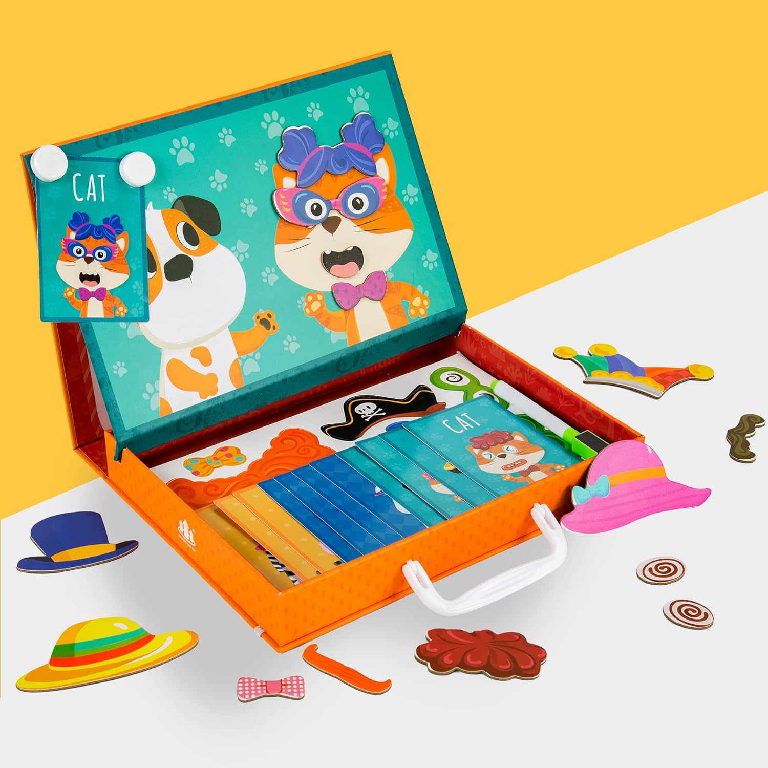 TOGELIN Magnetic Puzzles for Kids, Jigsaw Puzzles for Toddler Ages 2-4, Floor Puzzle for Boys and Girls, Paper Dolls Kits with Cartoon Card(Animal Expression, 60Pcs)