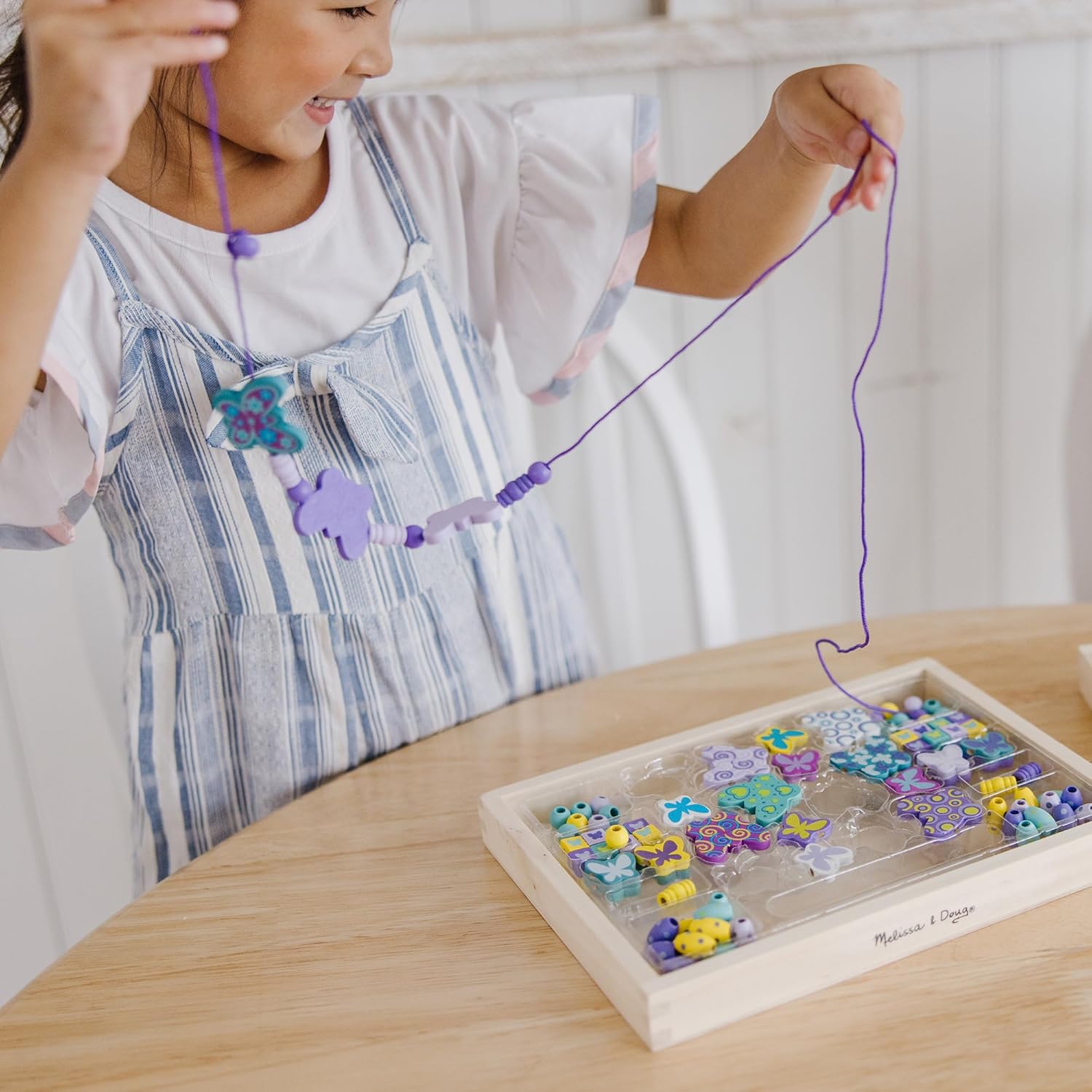 Fidtoy Papillon Perles en Bois pour la Fabrication de Bijoux pour Enfants