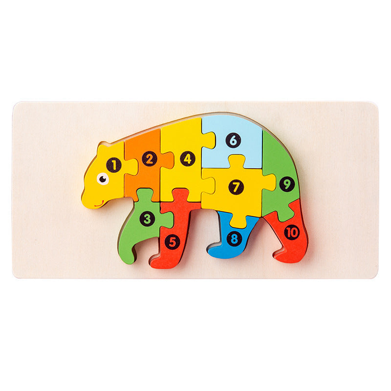 Children's Educational Toys Wooden Animal Traffic Shape Matching 3d 3d Puzzle Model