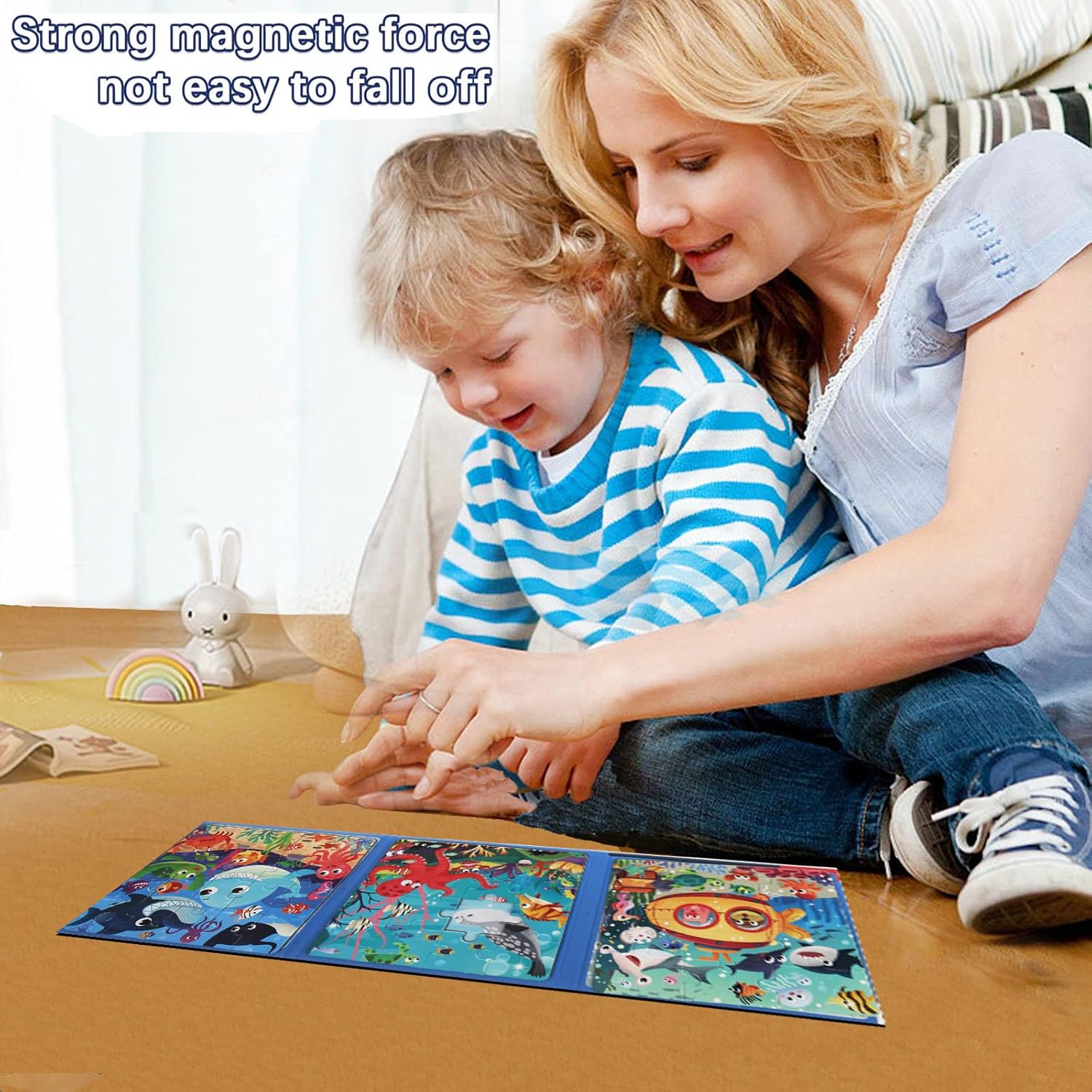 磁気パズル 子供用 3~5歳 3~48ピース オーシャンパズル 木製ジグソーパズル 本 プレミアムパズル 車のアクティビティ おもちゃ 旅行ゲーム 旅行おもちゃ 子供用 3歳 4歳 5歳 6歳 男の子 女の子