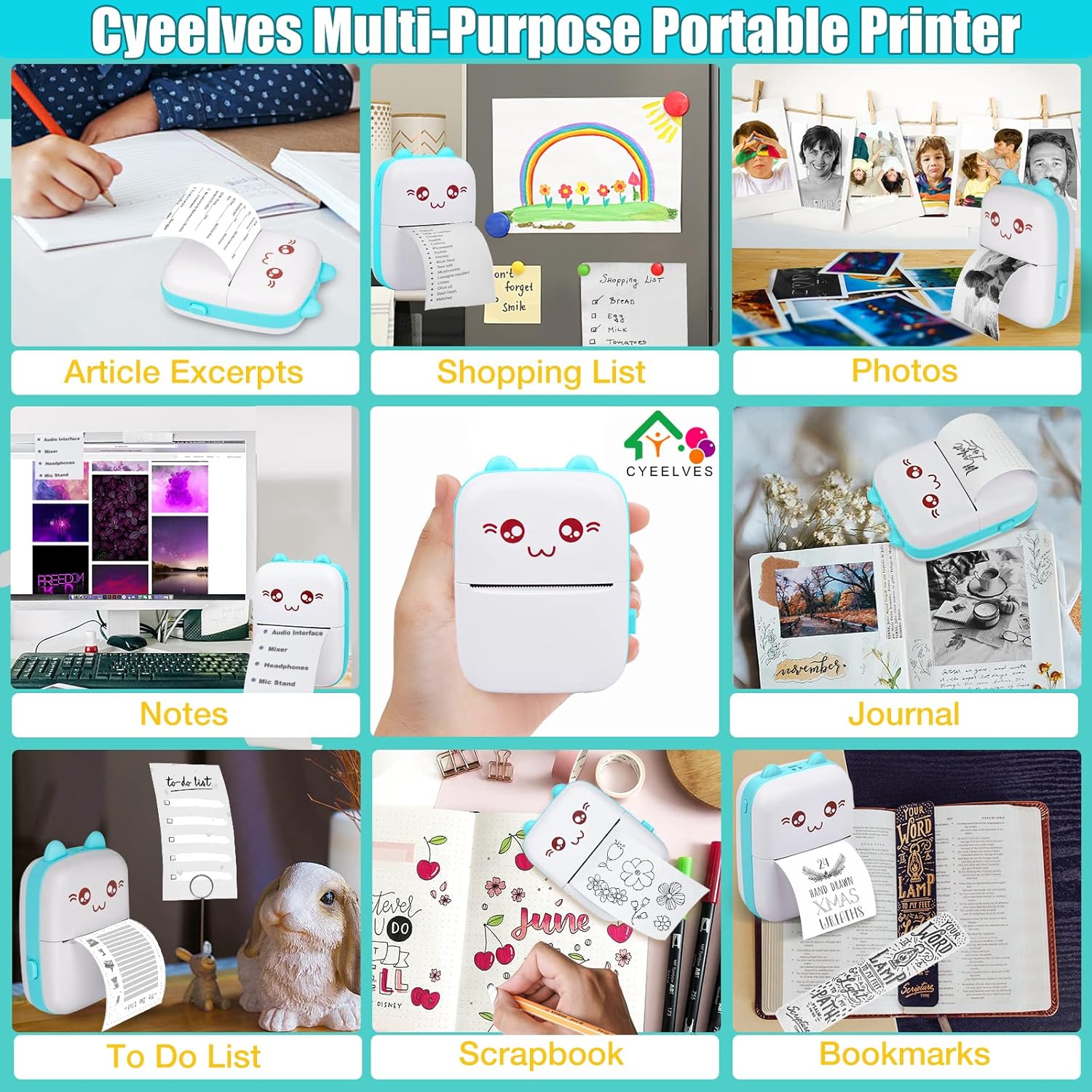 Fidtoy Mini Portable Photo & Sticker Printer with Bluetooth