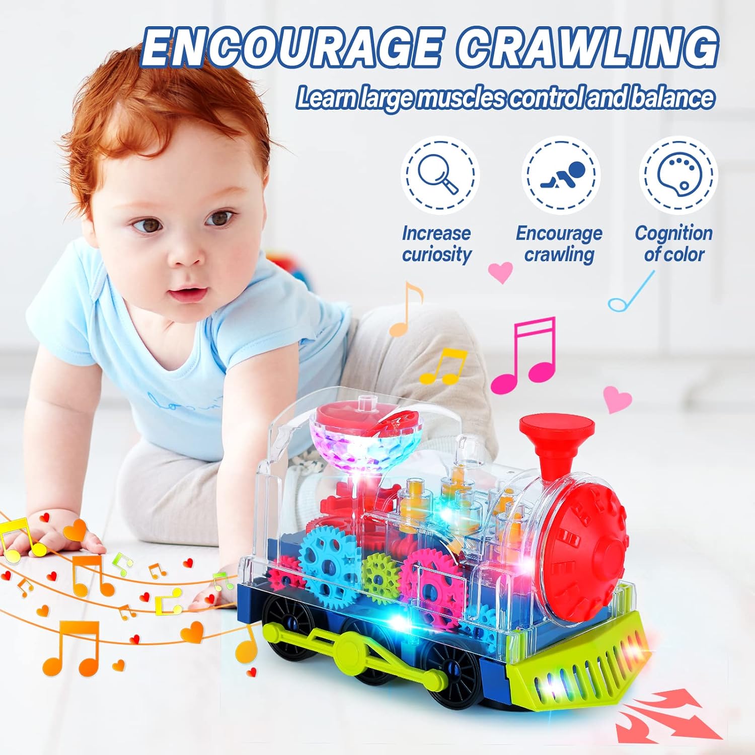 Fidtoy Musical Light-Up Train for Toddlers | Interactive Toddler Toy with Lights & Music