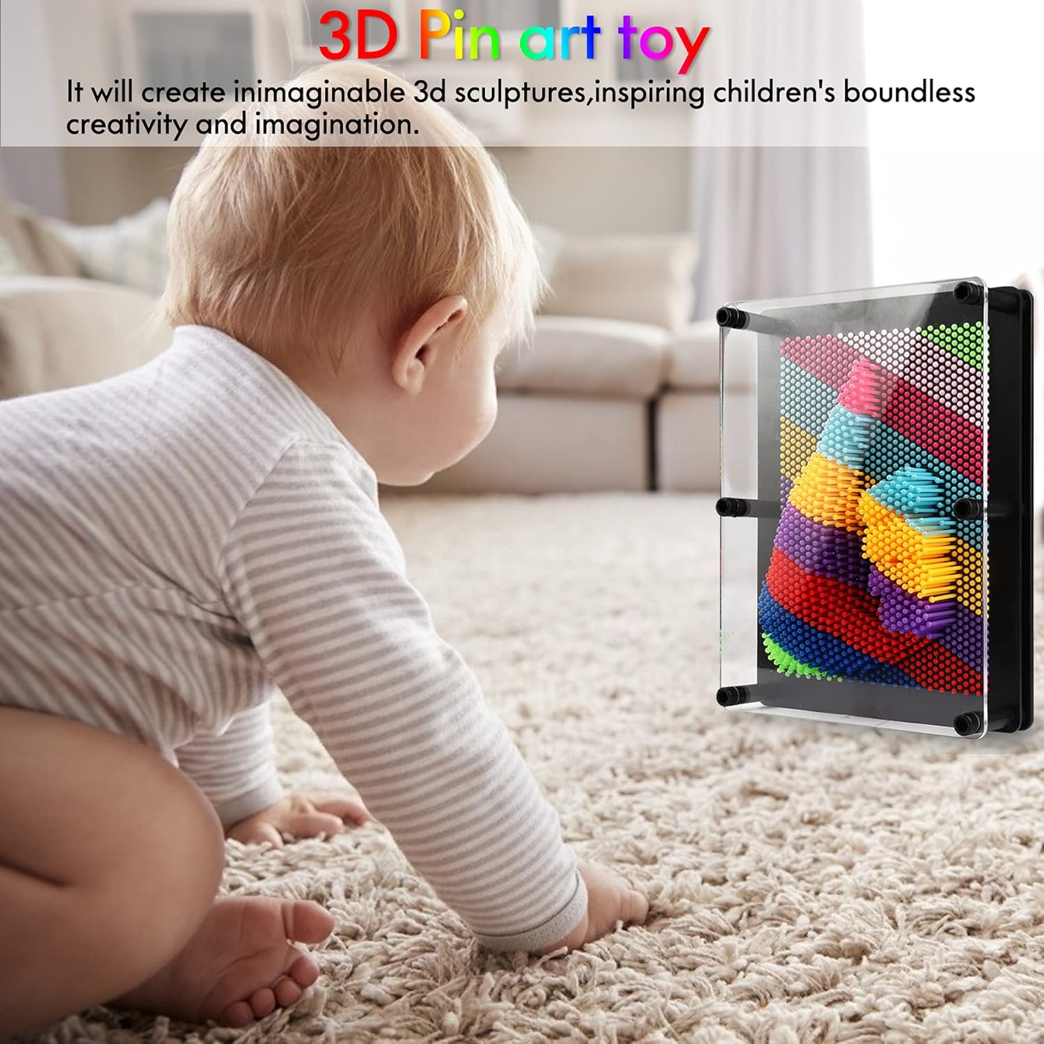 Fidtoy 3D Pin Art Toy Rainbow Sensory Impression Board