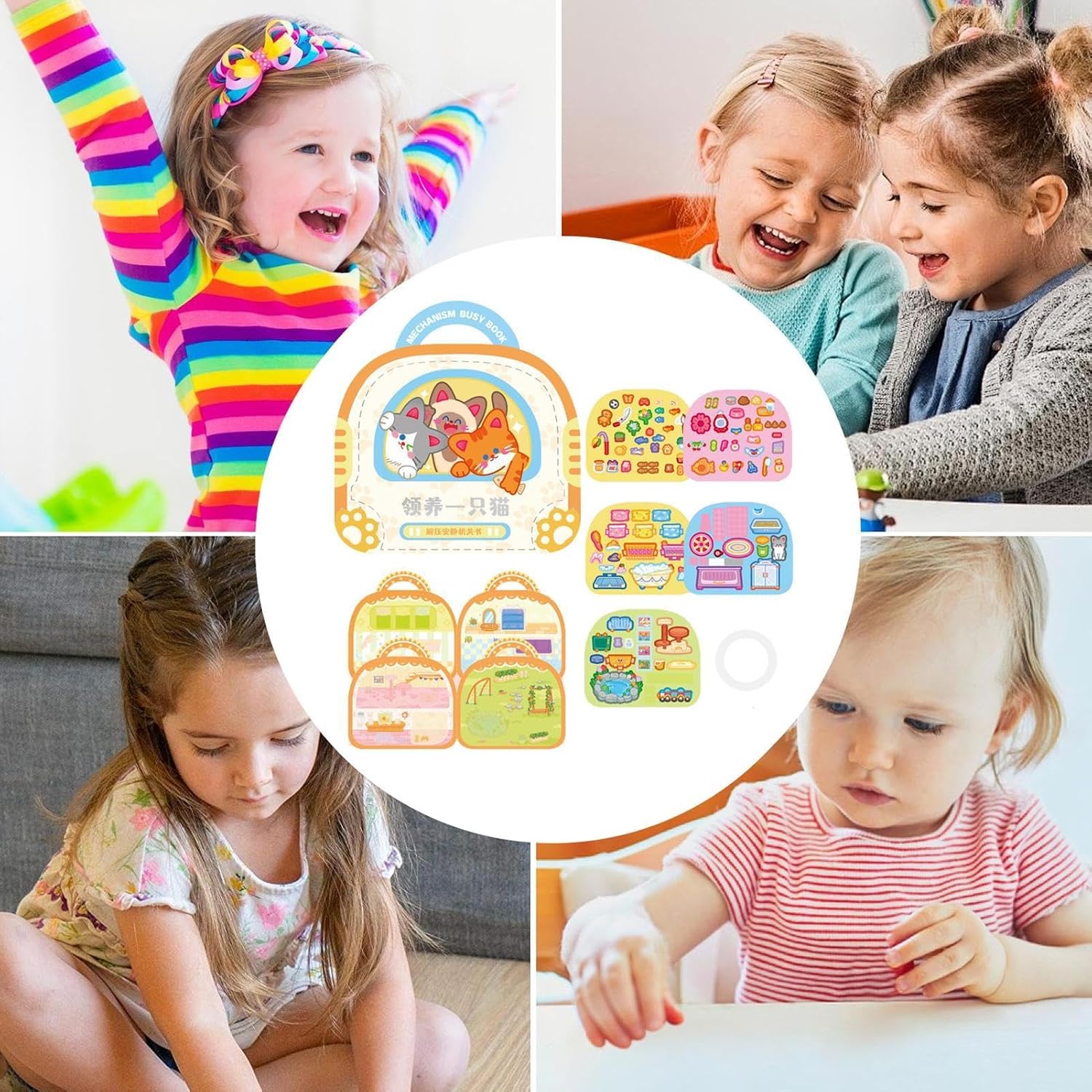 Books with gelatin stickers for children, books with gelatin stickers for children, Libtivo - Book with ambini co adhesive stickers for children aged 6 and up, books with reusable stickers, l