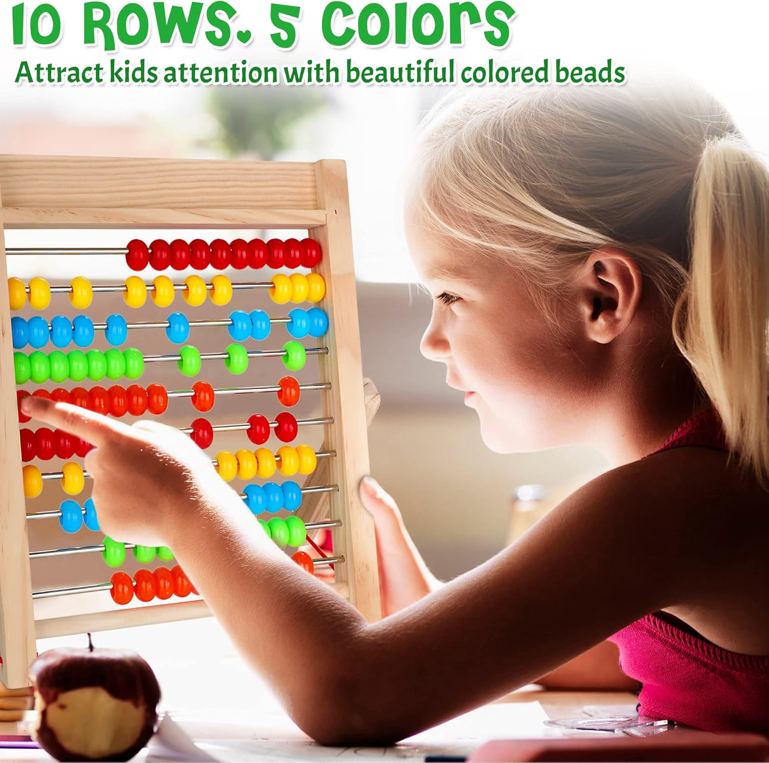 Fidtoy Abacus for Toddlers 3-5 – Wooden Counting Toy for Kids Learning Math