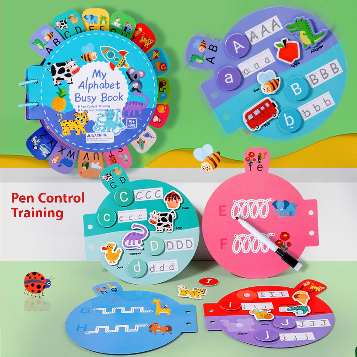 Be2BeKidz Alphabet Learning Busy Book for Toddlers 1–3 | Montessori ABC Activity Book for Kids | Babybus Style Educational Toy for Preschool Learning & Fine Motor Skills Development