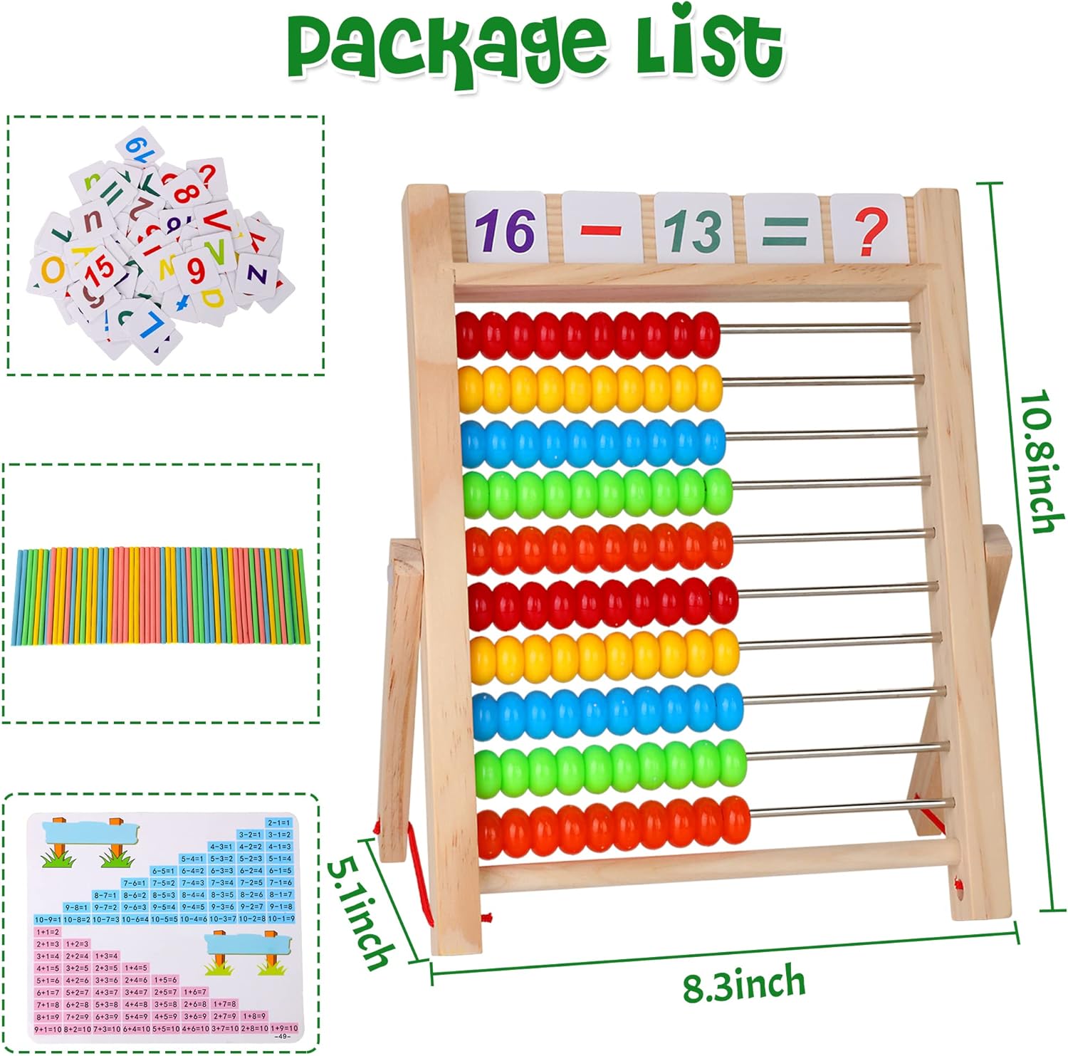 Fidtoy Abacus for Toddlers 3-5 – Wooden Counting Toy for Kids Learning Math