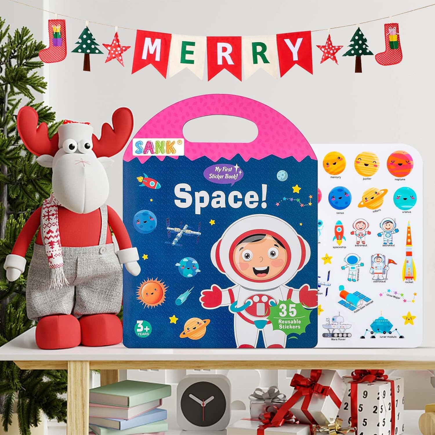 Sank Portable Jelly Quiet Book, Toddler Busy Book, 6 Themes Preschool Learning Activities Quiet Book, Preschool Activity Learning Books for Babies/Toddlers Ages 3-6 (Space)