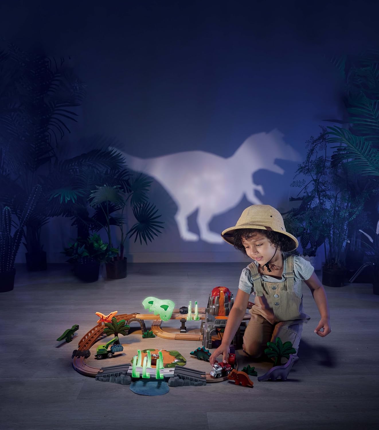Fidtoy Dinosaur Railway Adventure Train Set Glow Track Toy