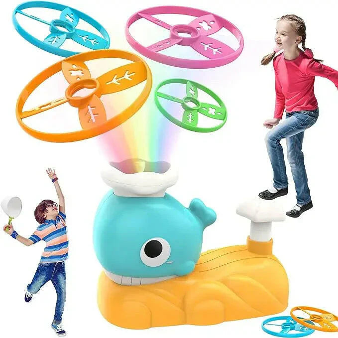 Fidtoy Whale Flying Disc Launcher Toy with Catch Nets